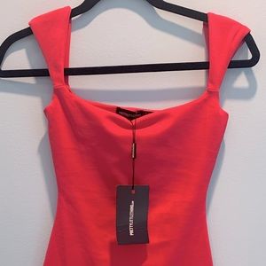 pretty little thing hot pink sleeveless square neck bodycon dress